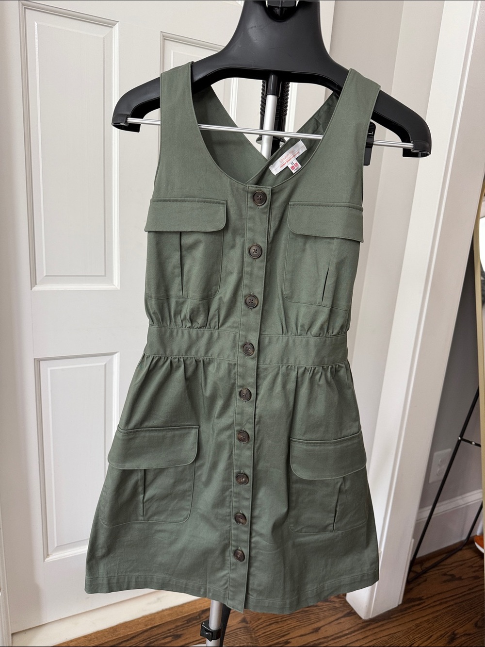 Uniqlo Olive Green Button-Front Mini Dress